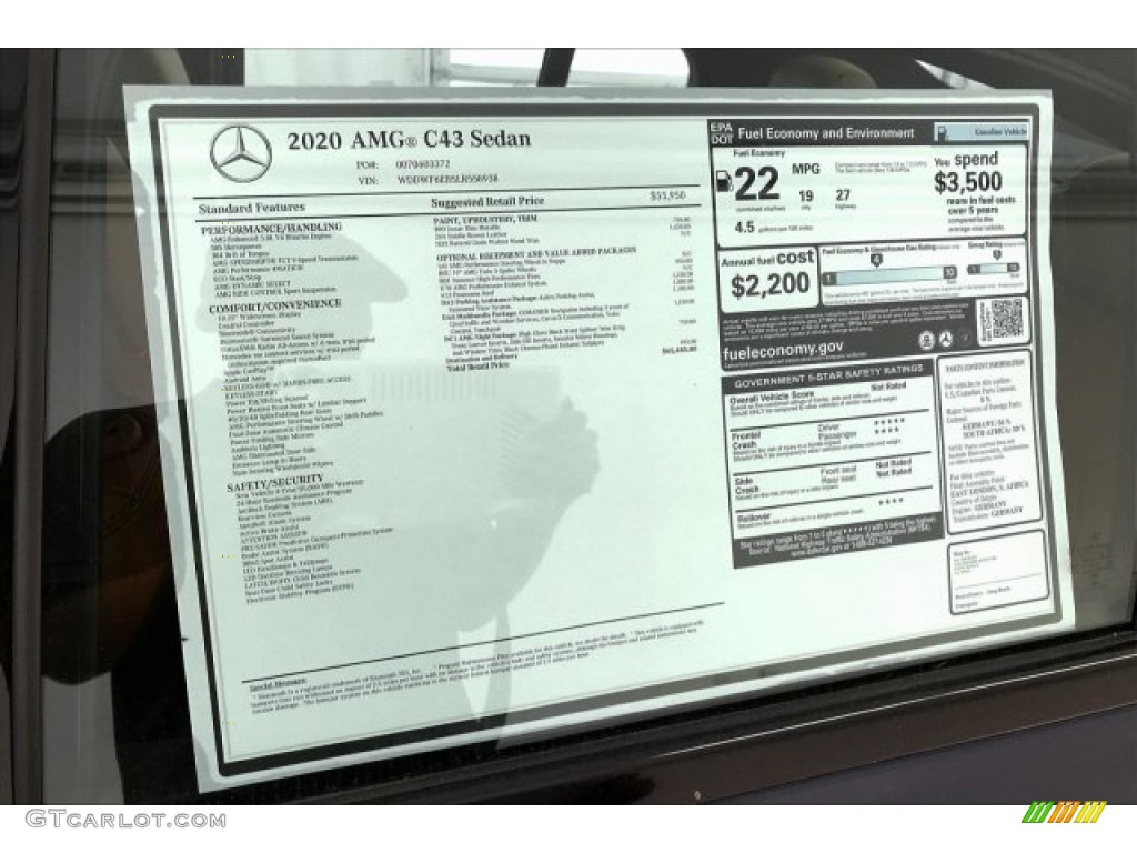 2020 Mercedes-Benz C AMG 43 4Matic Sedan Window Sticker Photo #137059761