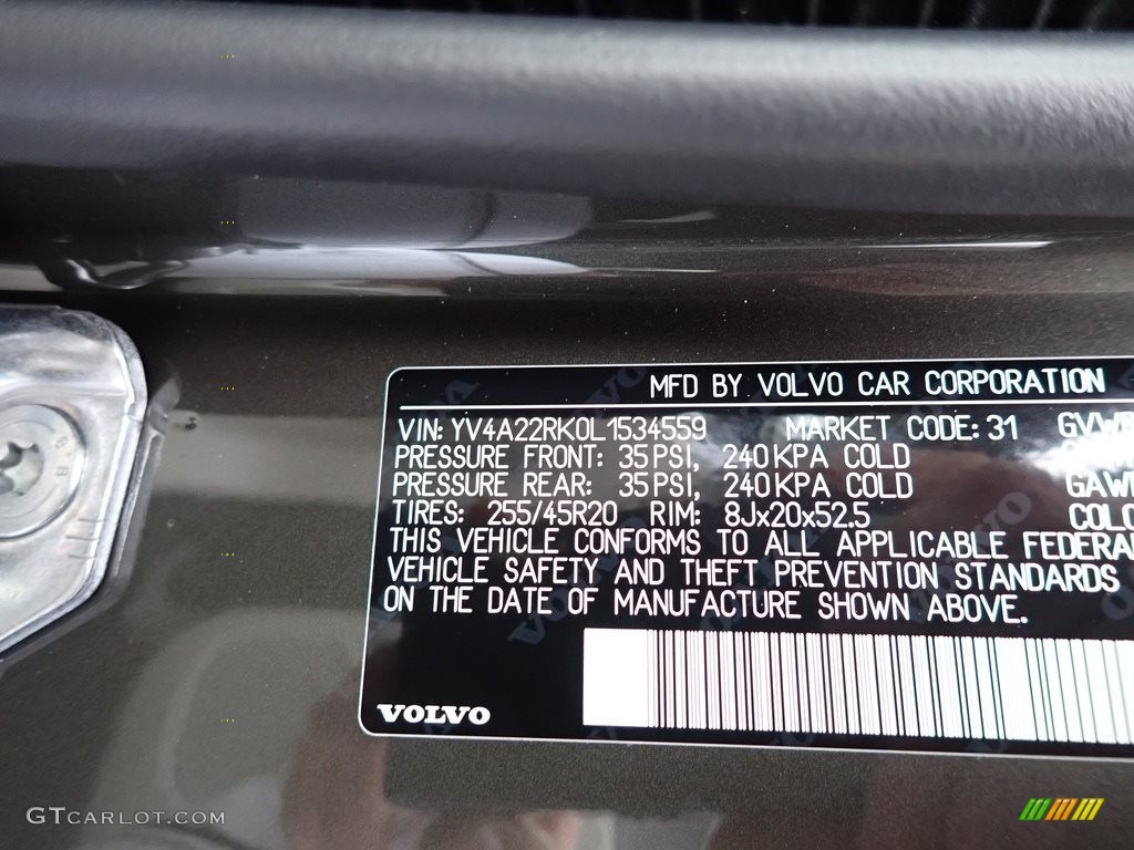 2020 XC60 T6 AWD Momentum - Pine Grey Metallic / Blonde photo #11