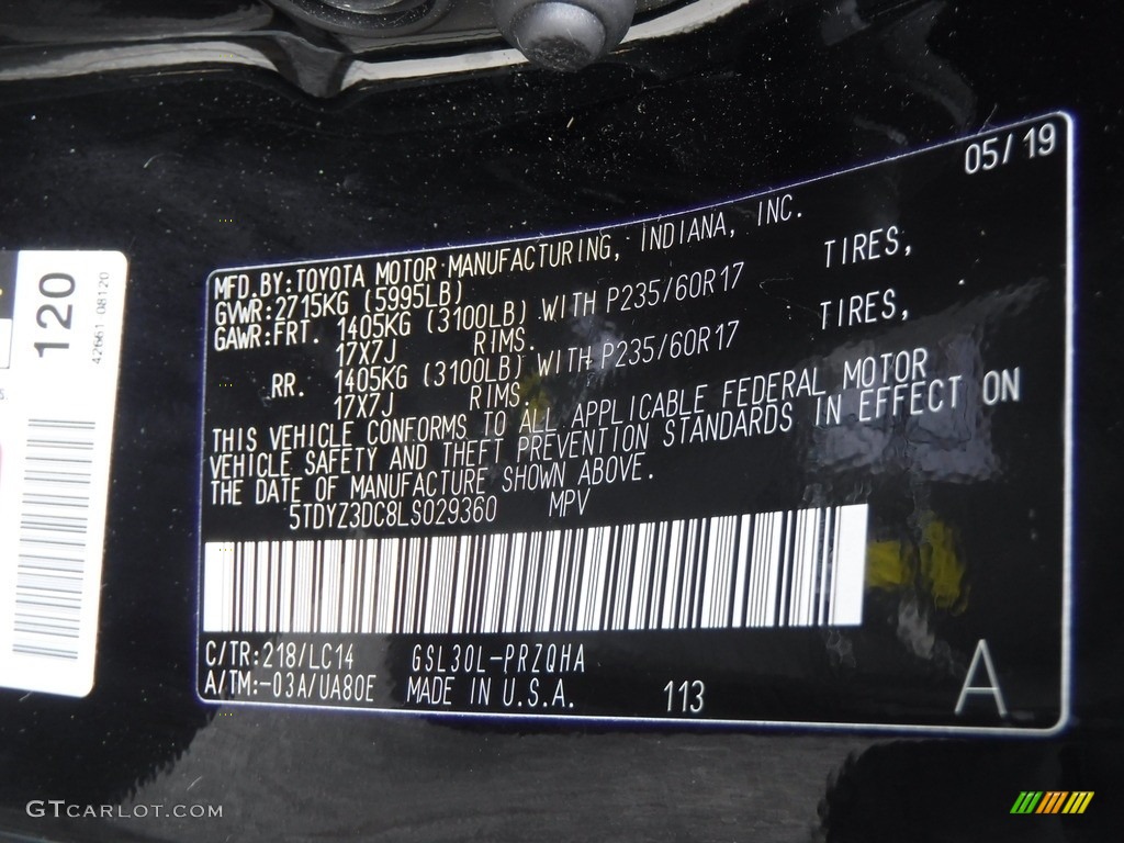 2020 Sienna XLE - Midnight Black Metallic / Ash photo #29