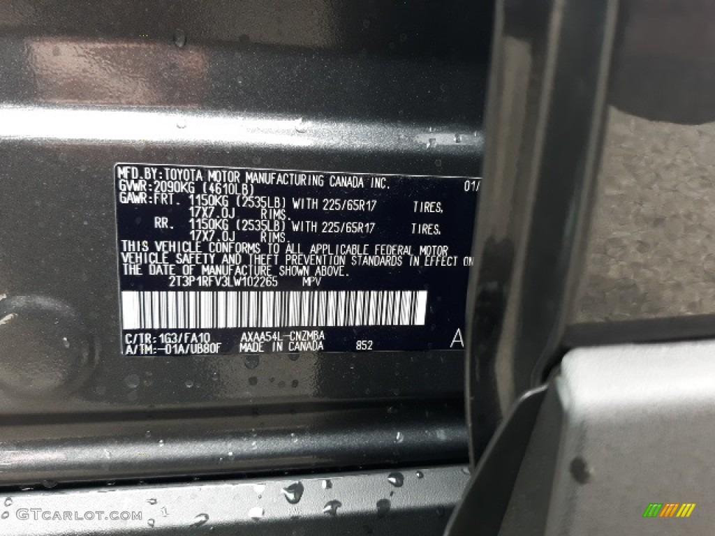 2020 RAV4 Color Code 1G3 for Magnetic Gray Metallic Photo #137068397
