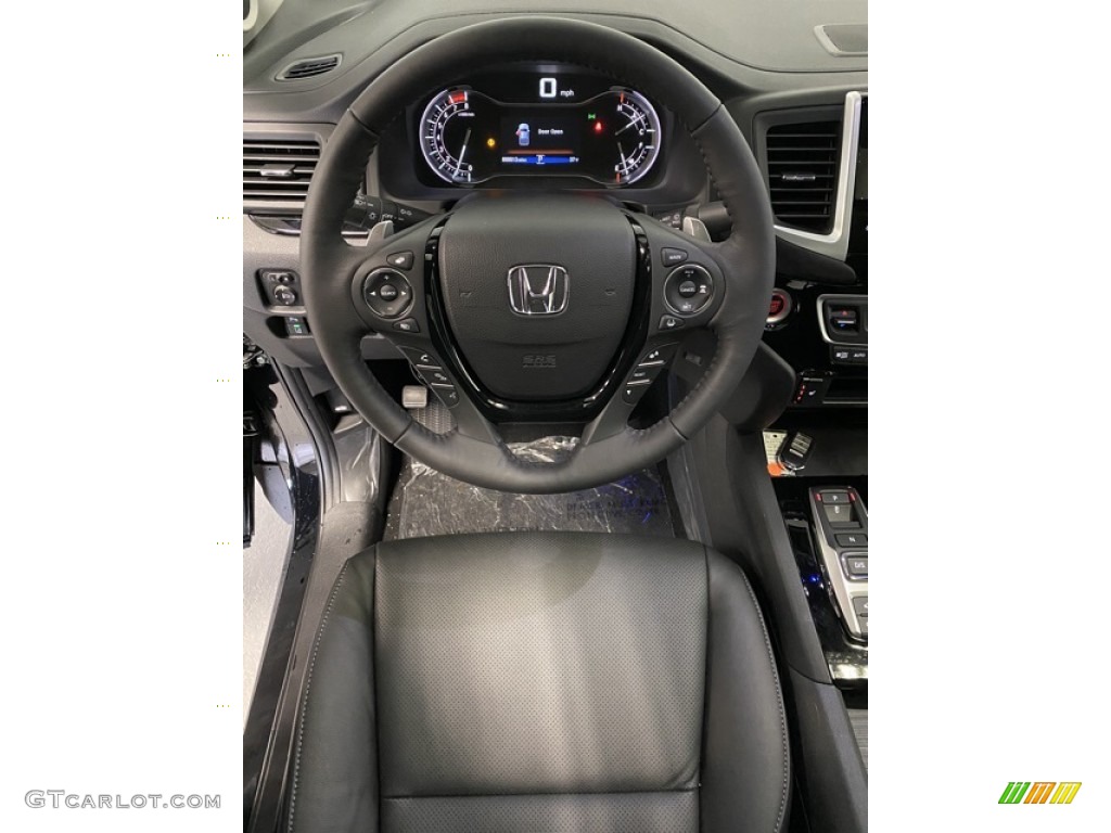 2020 Honda Ridgeline RTL-E AWD Black Steering Wheel Photo #137069367