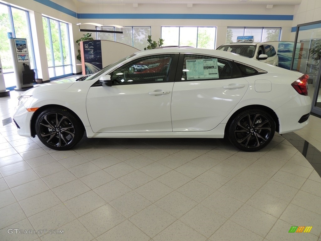 2020 Civic Sport Sedan - Platinum White Pearl / Black photo #9