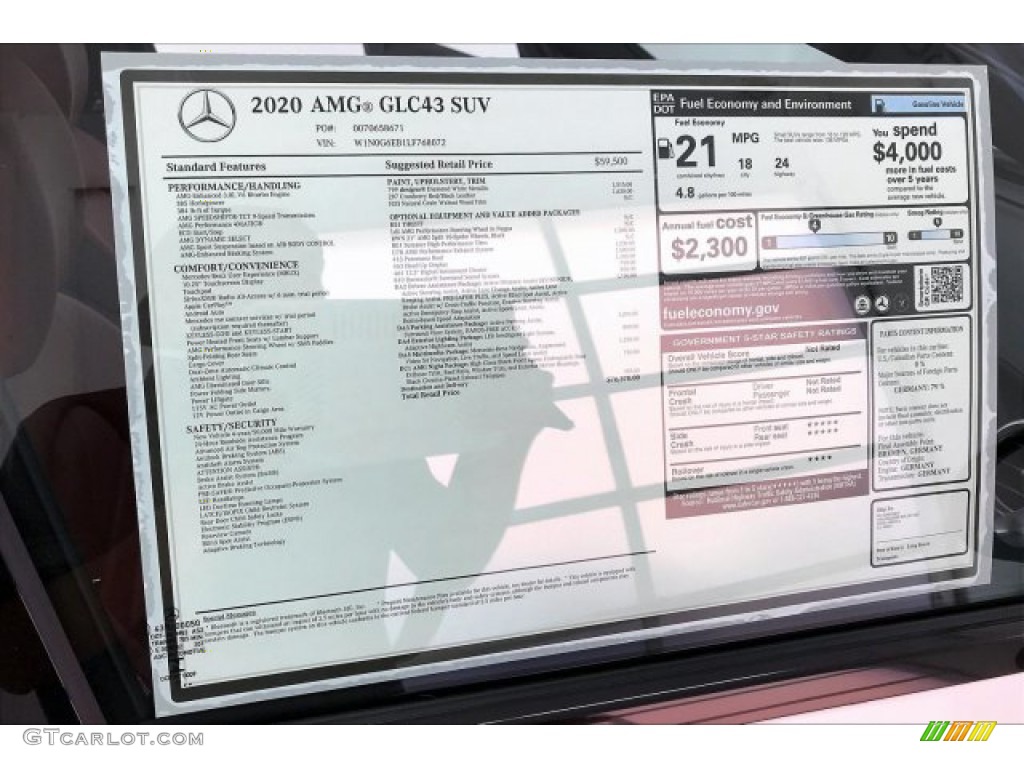 2020 Mercedes-Benz GLC AMG 43 4Matic Window Sticker Photo #137078204