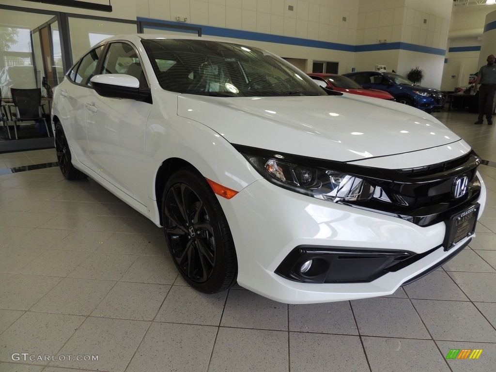 Platinum White Pearl 2020 Honda Civic Sport Sedan Exterior Photo #137079059