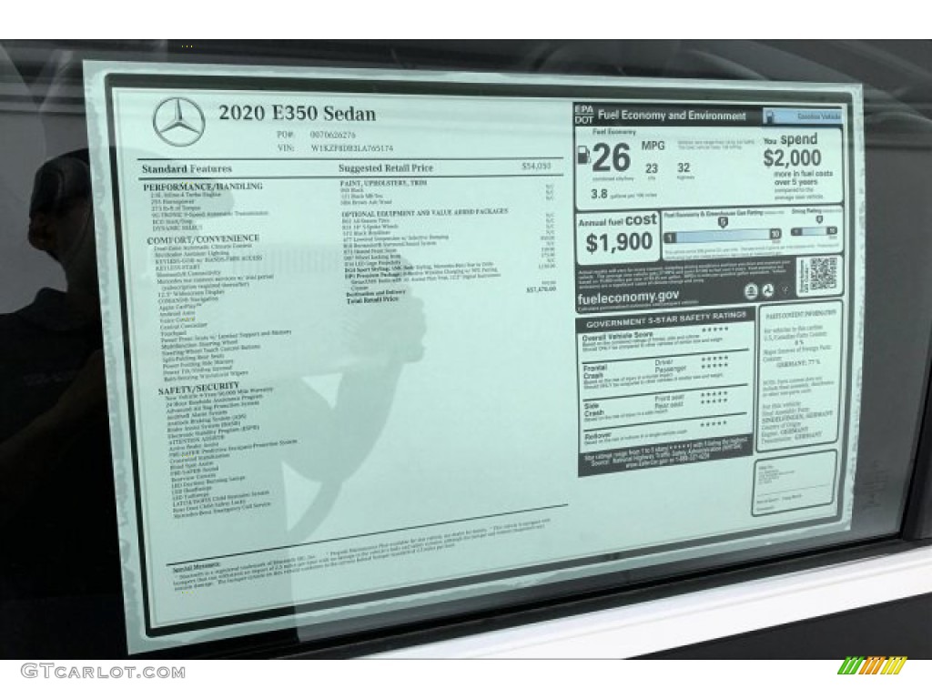 2020 Mercedes-Benz E 350 Sedan Window Sticker Photo #137079329