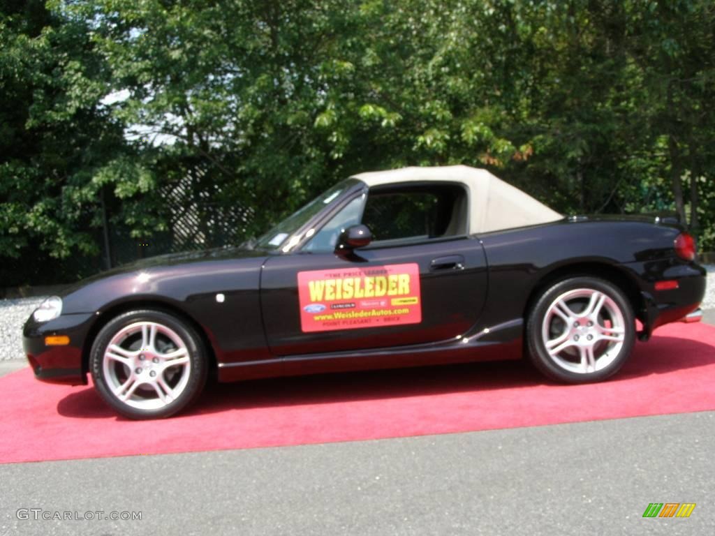 2004 MX-5 Miata LS Roadster - Black Cherry Mica / Parchment photo #4