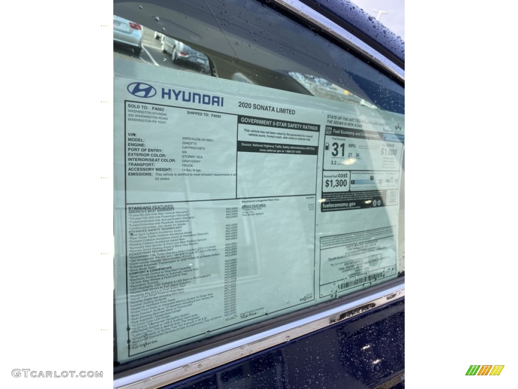 2020 Hyundai Sonata Limited Window Sticker Photo #137088106