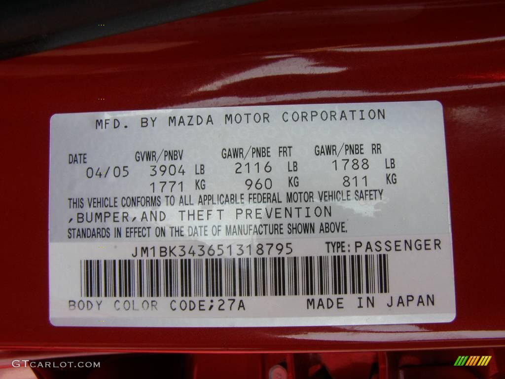 2005 MAZDA3 s Hatchback - Velocity Red Mica / Black photo #26