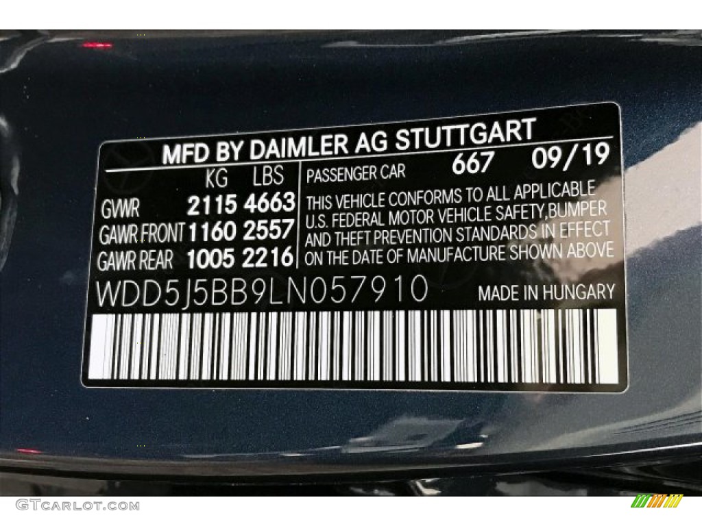 2020 CLA Color Code 667 for Denim Blue Metallic Photo #137104382