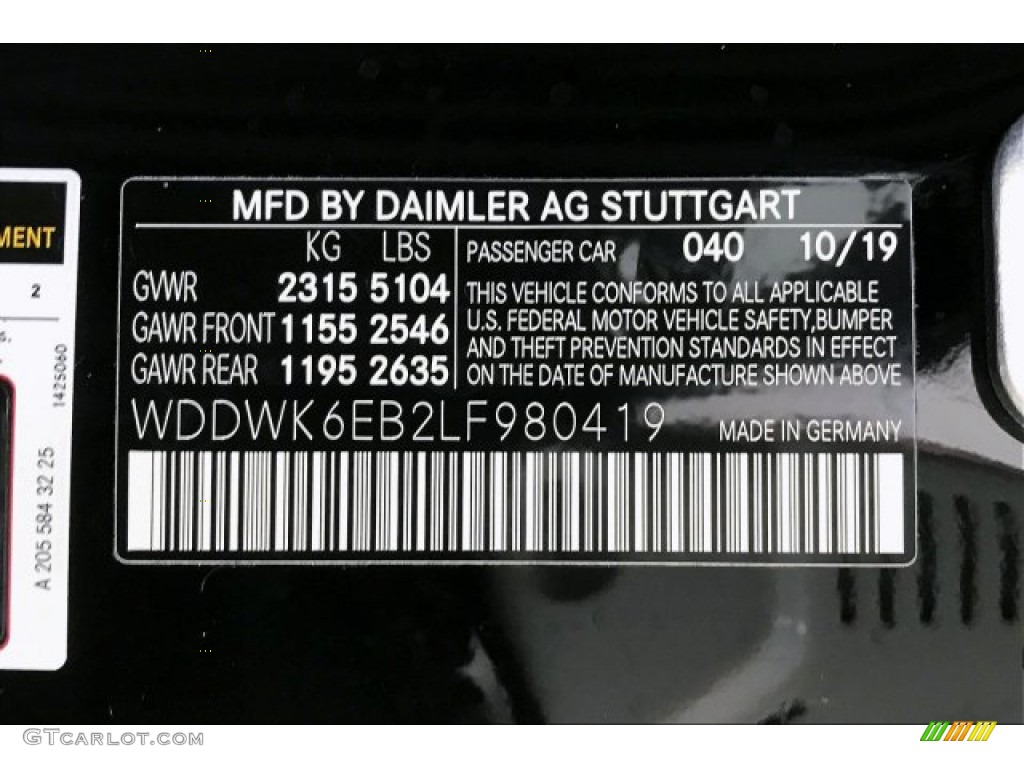2020 C Color Code 040 for Black Photo #137105087