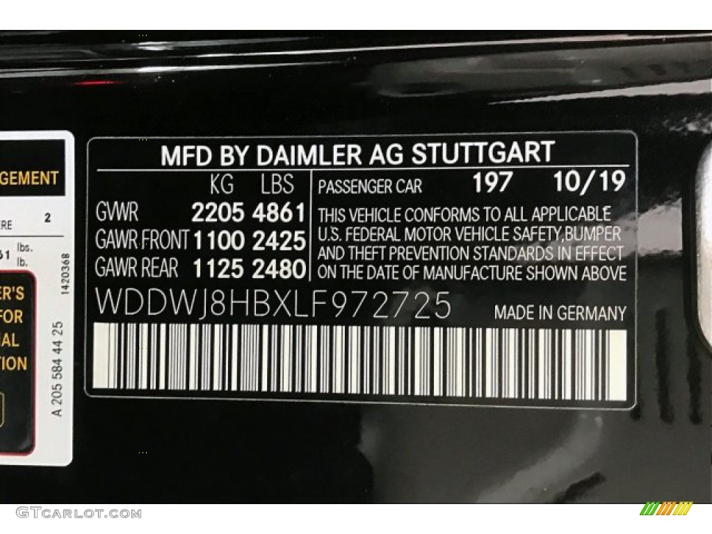 2020 C Color Code 197 for Obsidian Black Metallic Photo #137105828