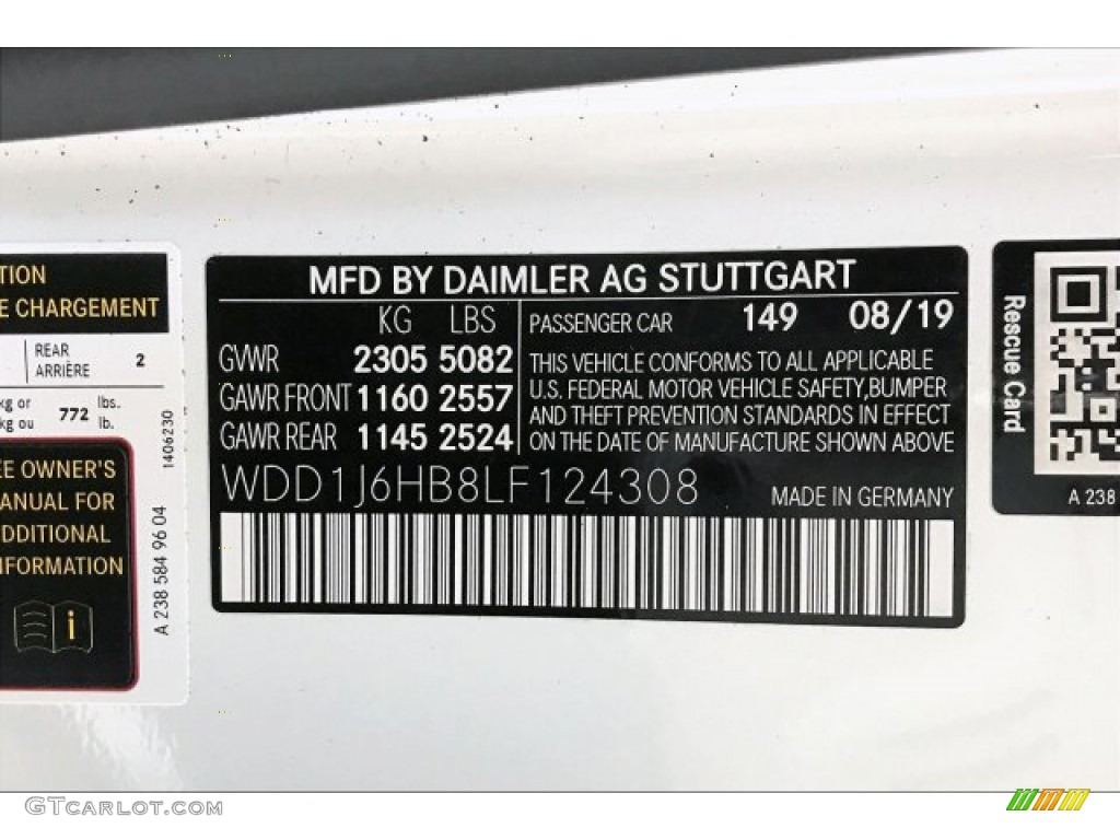 2020 E Color Code 149 for Polar White Photo #137106554