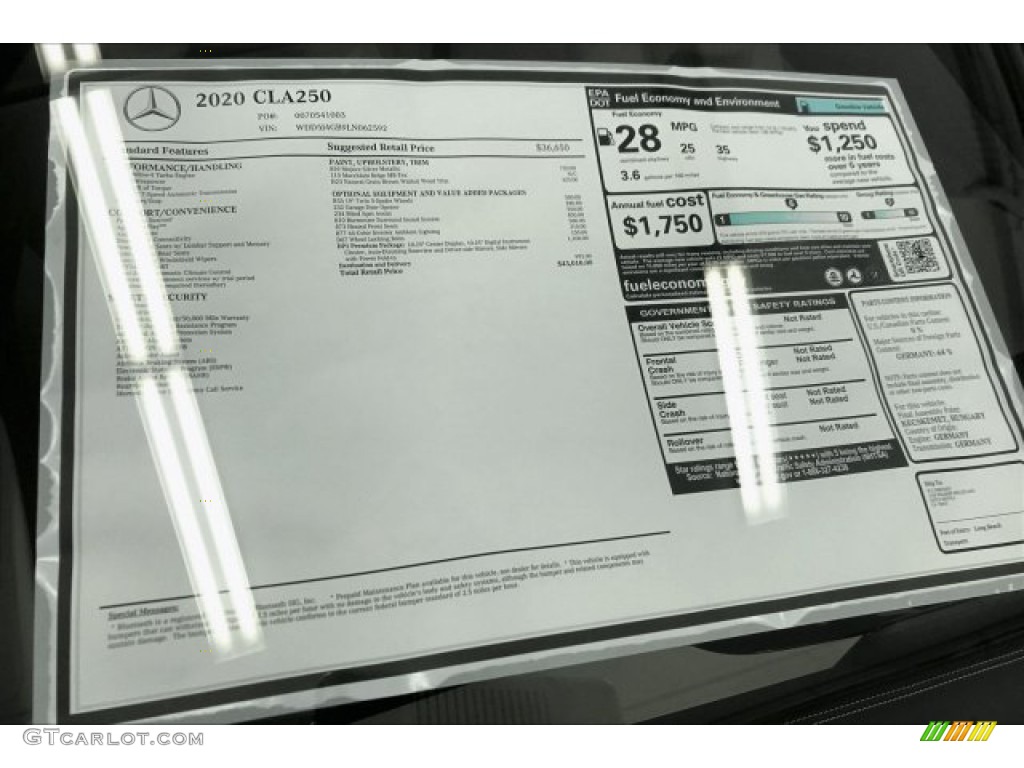 2020 Mercedes-Benz CLA 250 Coupe Window Sticker Photo #137123691