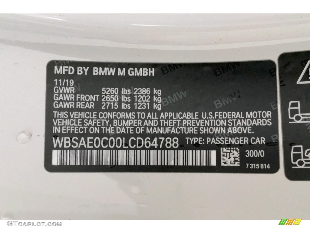 2020 M8 Color Code 300 for Alpine White Photo #137125904