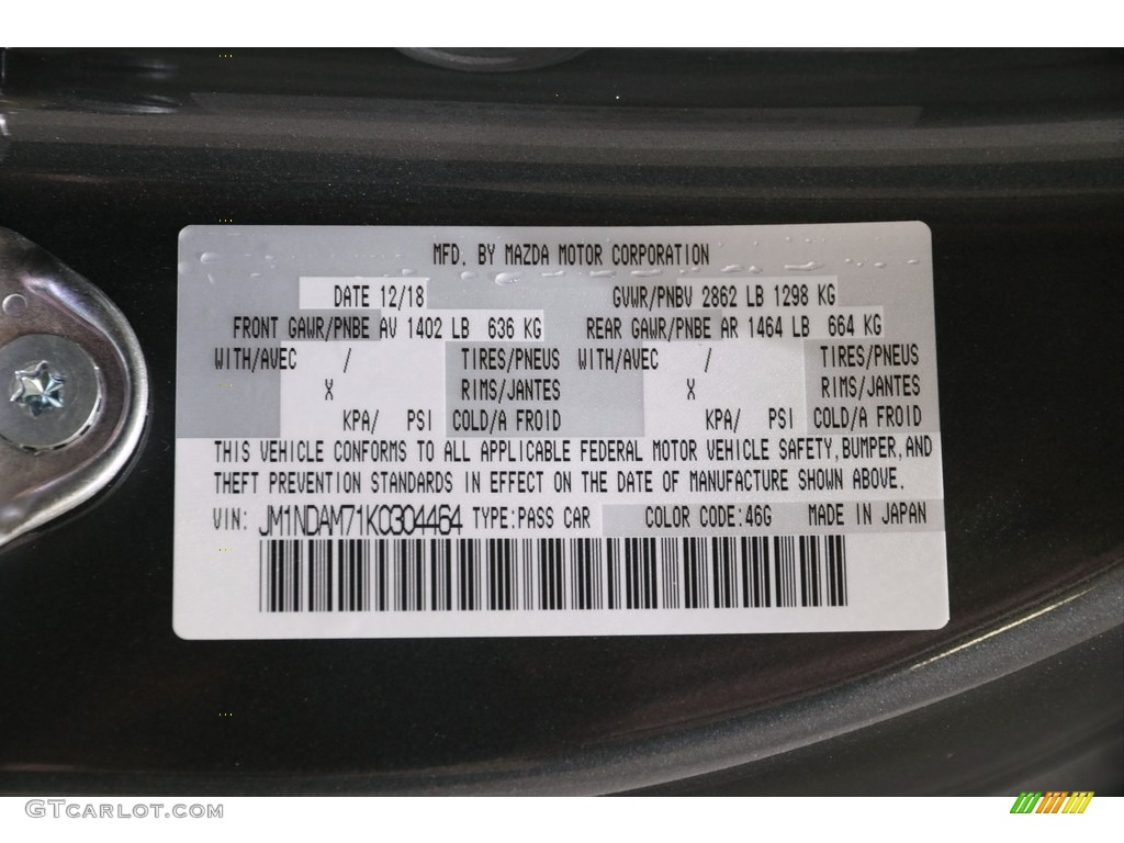 2019 MX-5 Miata RF Color Code 46G for Machine Gray Metallic Photo #137129003