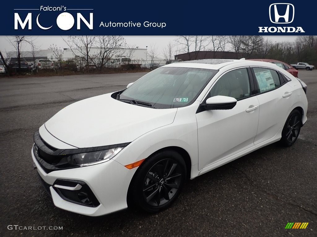 2020 Civic EX Hatchback - Platinum White Pearl / Ivory photo #1