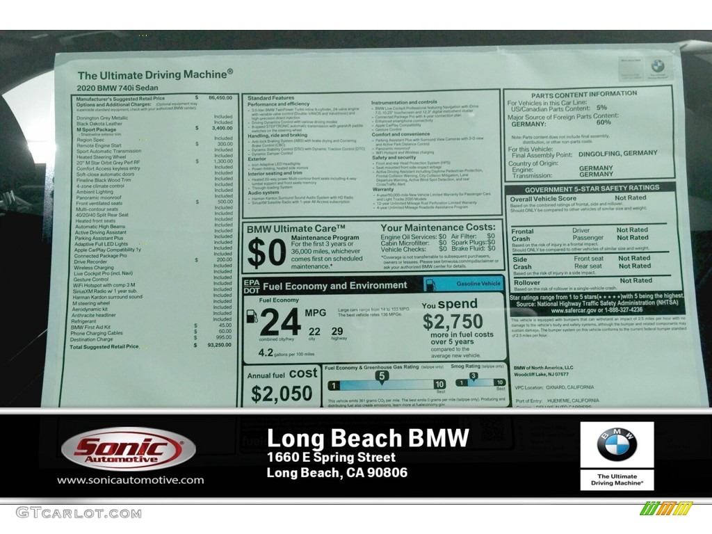 2020 7 Series 740i Sedan - Donington Grey Metallic / Black photo #10