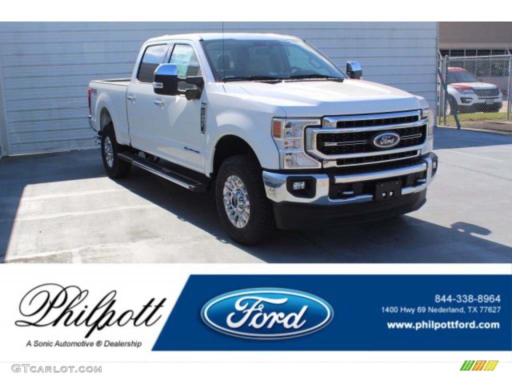 2020 F250 Super Duty Lariat Crew Cab 4x4 - Star White Metallic / Medium Light Camel photo #1