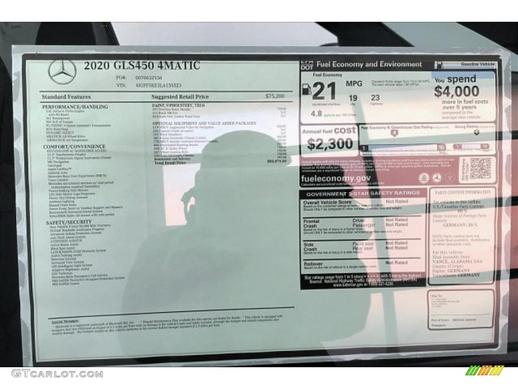 2020 Mercedes-Benz GLS 450 4Matic Window Sticker Photo #137156116