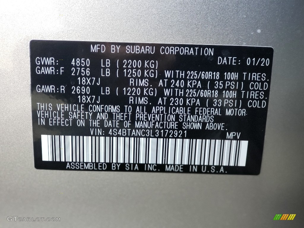 2020 Outback 2.5i Limited - Tungsten Metallic / Warm Ivory photo #9