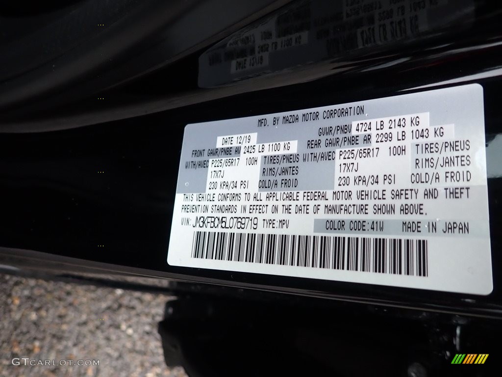2020 CX-5 Color Code 41W for Jet Black Mica Photo #137163019