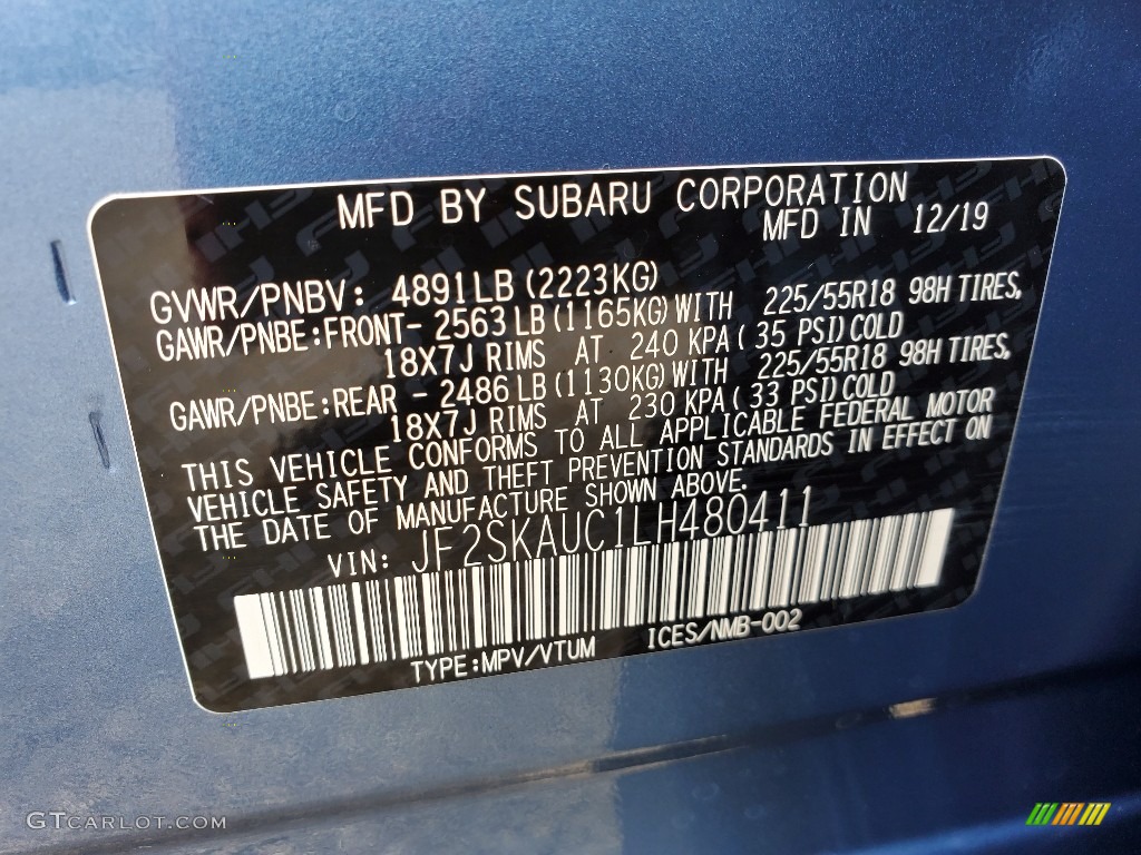 2020 Forester 2.5i Limited - Horizon Blue Pearl / Gray photo #9