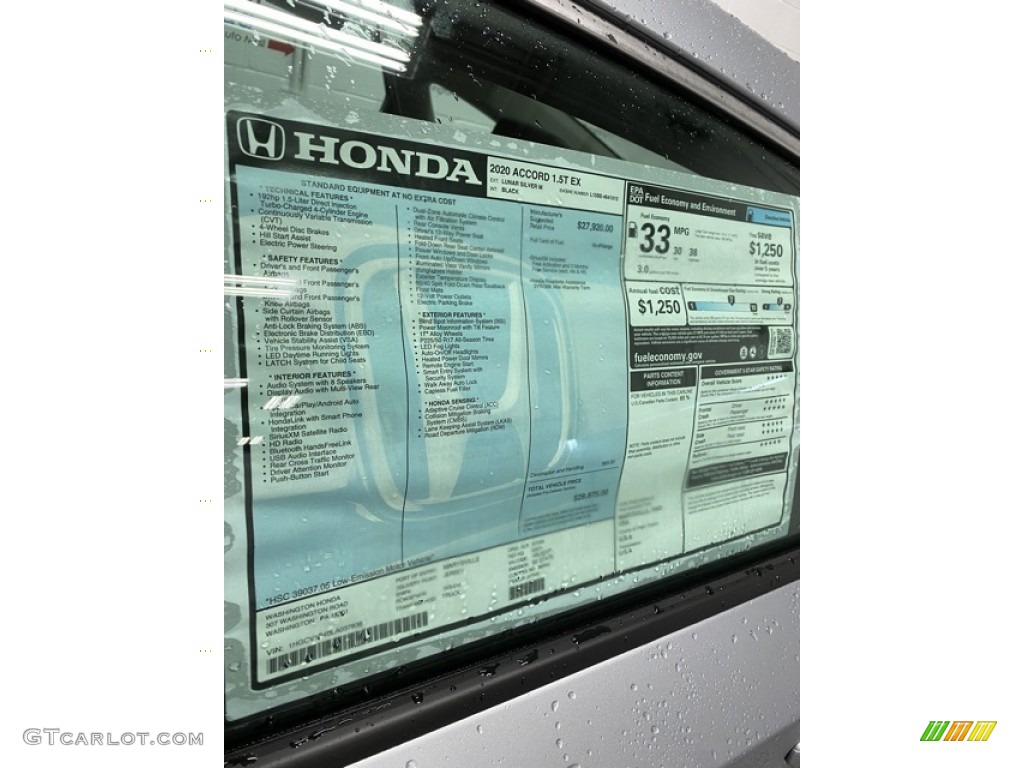 2020 Accord EX Sedan - Obsidian Blue Pearl / Black photo #15
