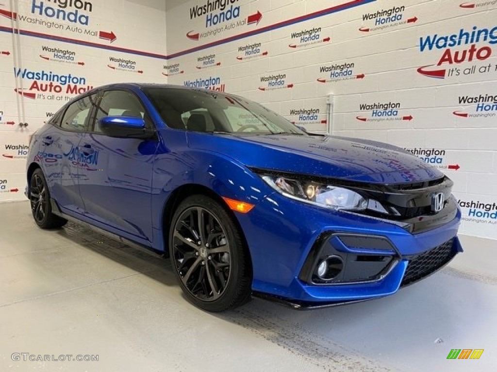 2020 Civic Sport Hatchback - Aegean Blue Metallic / Black photo #2