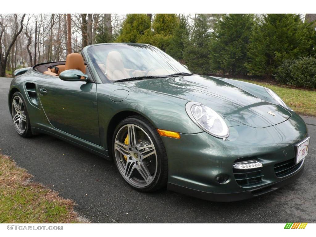 2008 911 Turbo Cabriolet - Malachite Green Metallic / Natural Brown photo #1