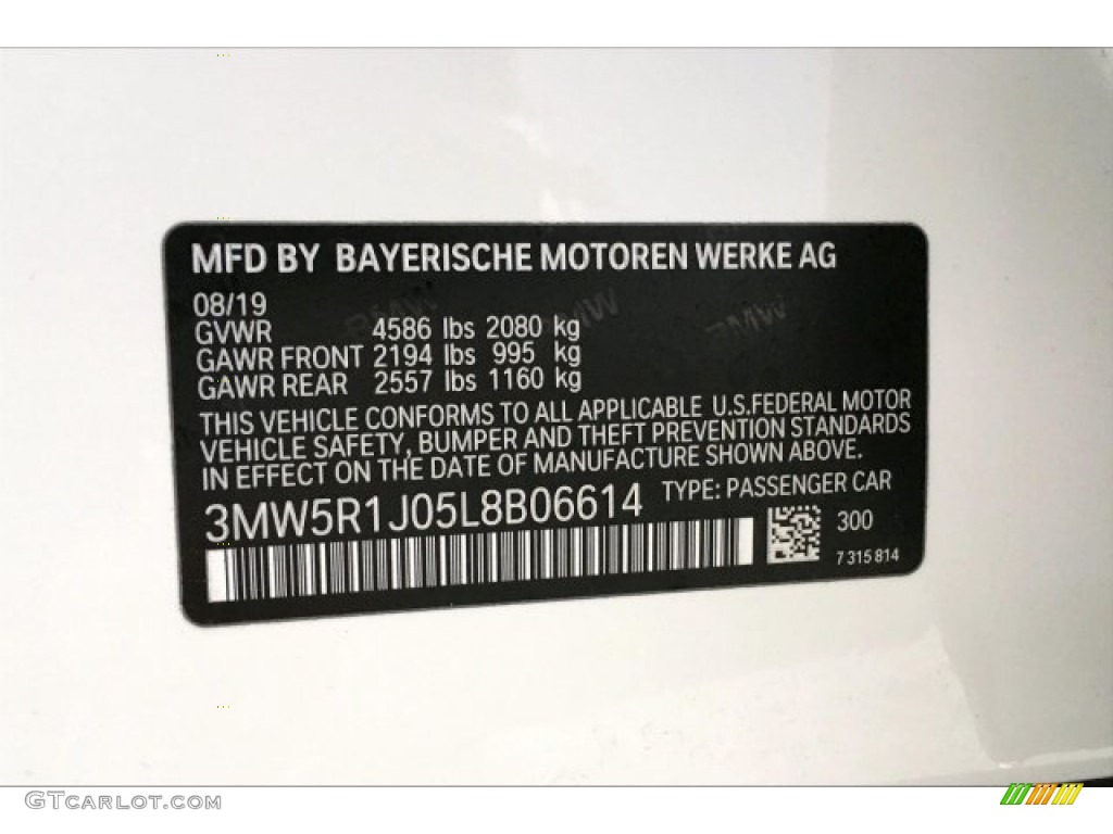 2020 3 Series Color Code 300 for Alpine White Photo #137224128