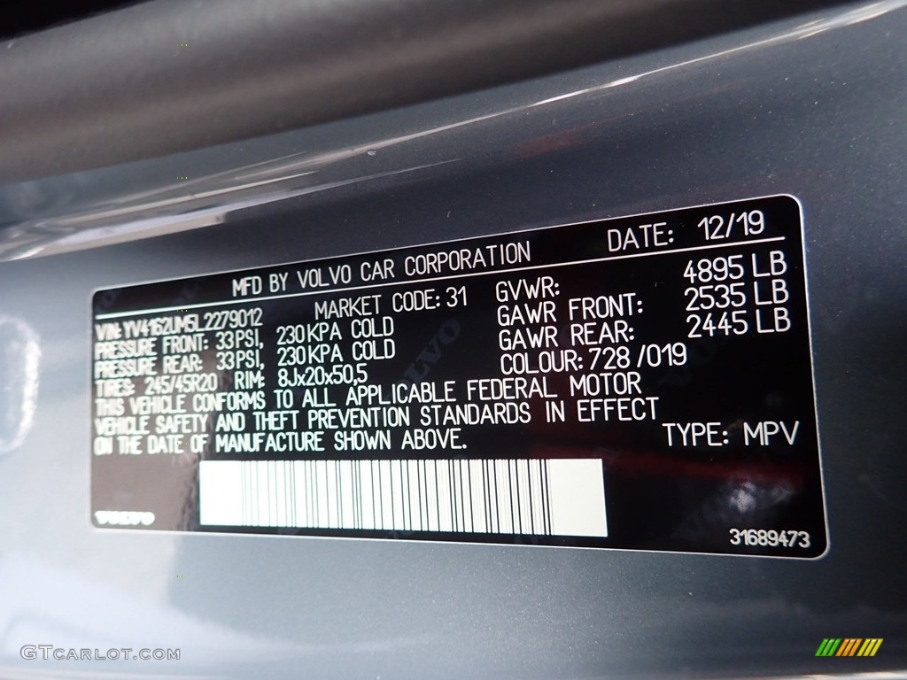 2020 XC40 T5 R-Design AWD - Thunder Grey Metallic / Charcoal photo #12