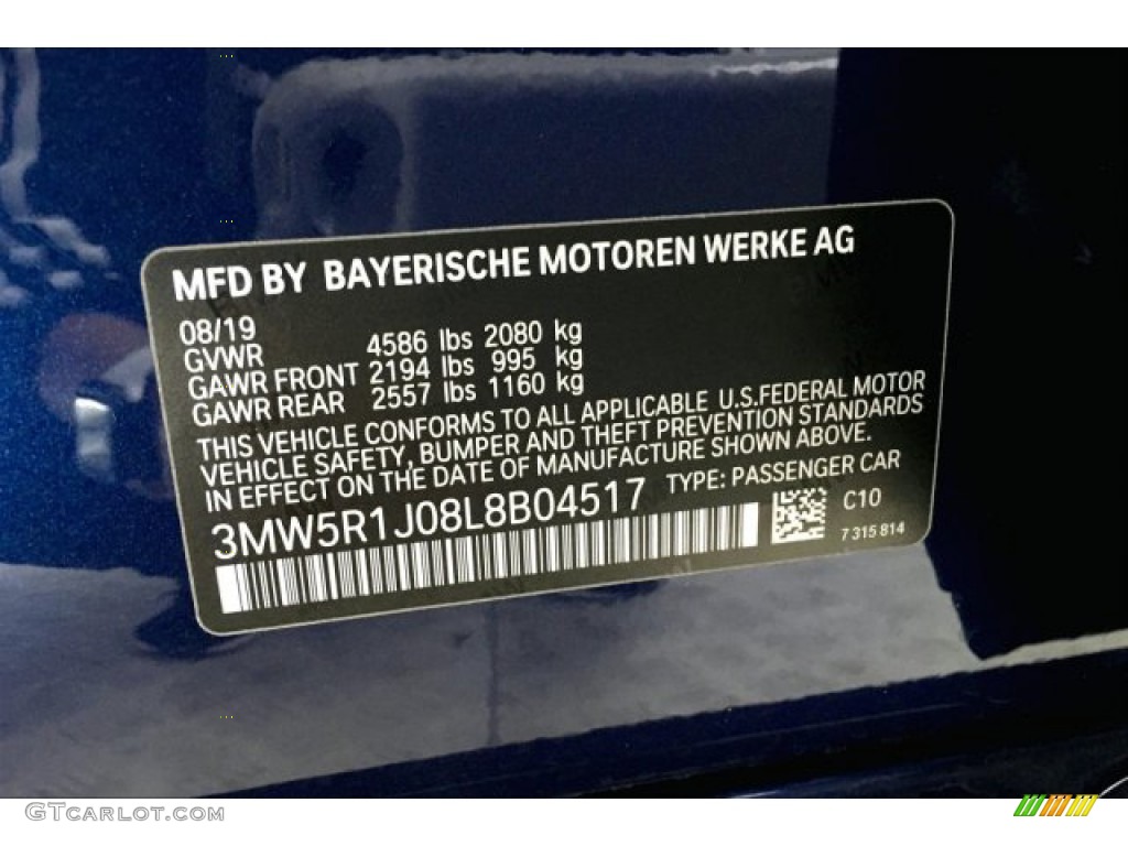 2020 3 Series Color Code C10 for Mediterranean Blue Metallic Photo #137246167
