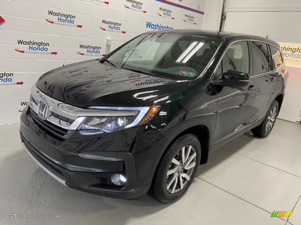 2020 Pilot EX-L AWD - Black Forest Pearl / Beige photo #4