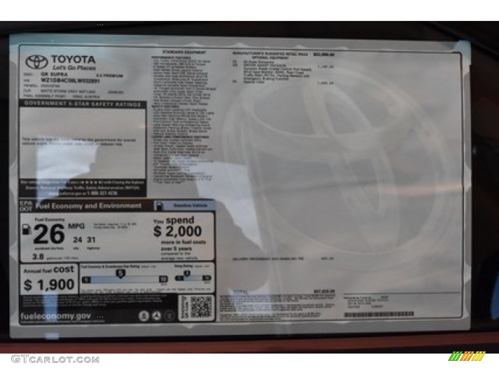 2020 Toyota GR Supra 3.0 Premium Window Sticker Photo #137278277