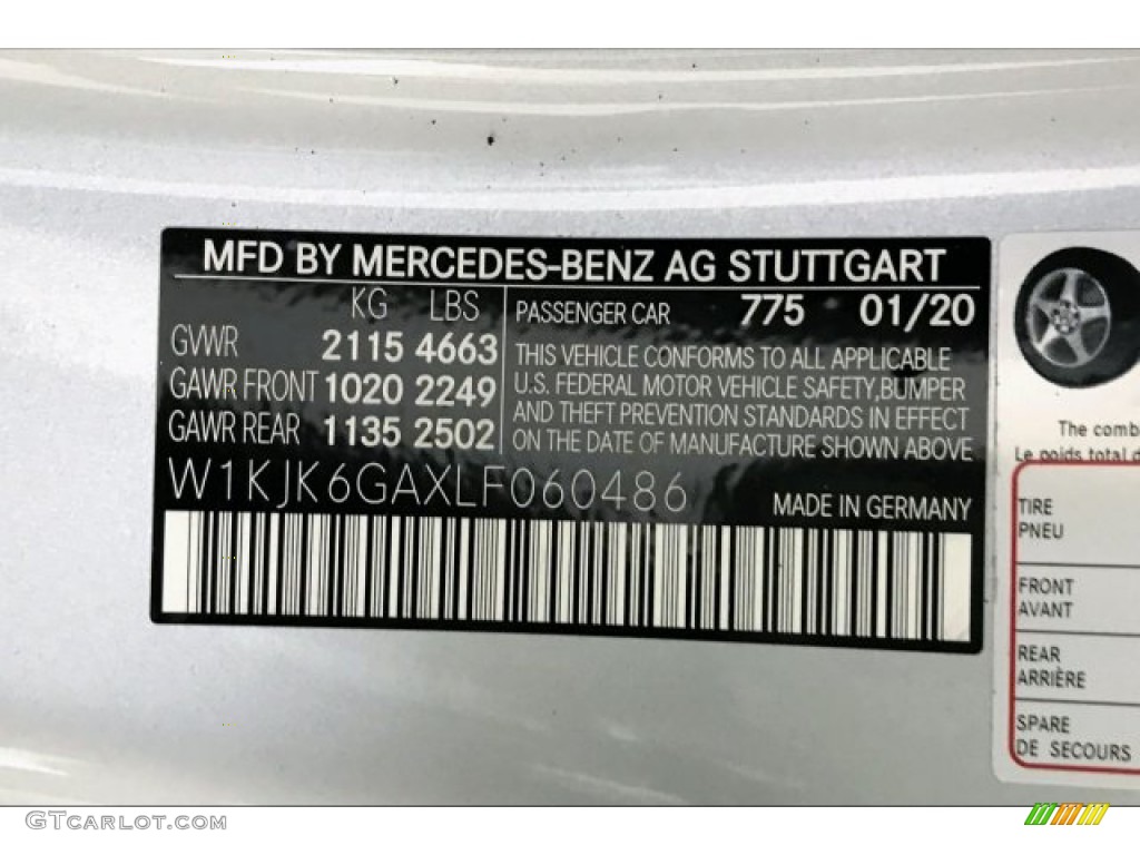 2020 SL Color Code 775 for Iridium Silver Metallic Photo #137293490