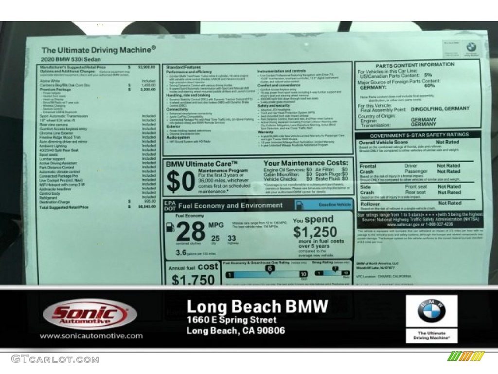 2020 5 Series 530i Sedan - Alpine White / Canberra Beige/Black photo #10