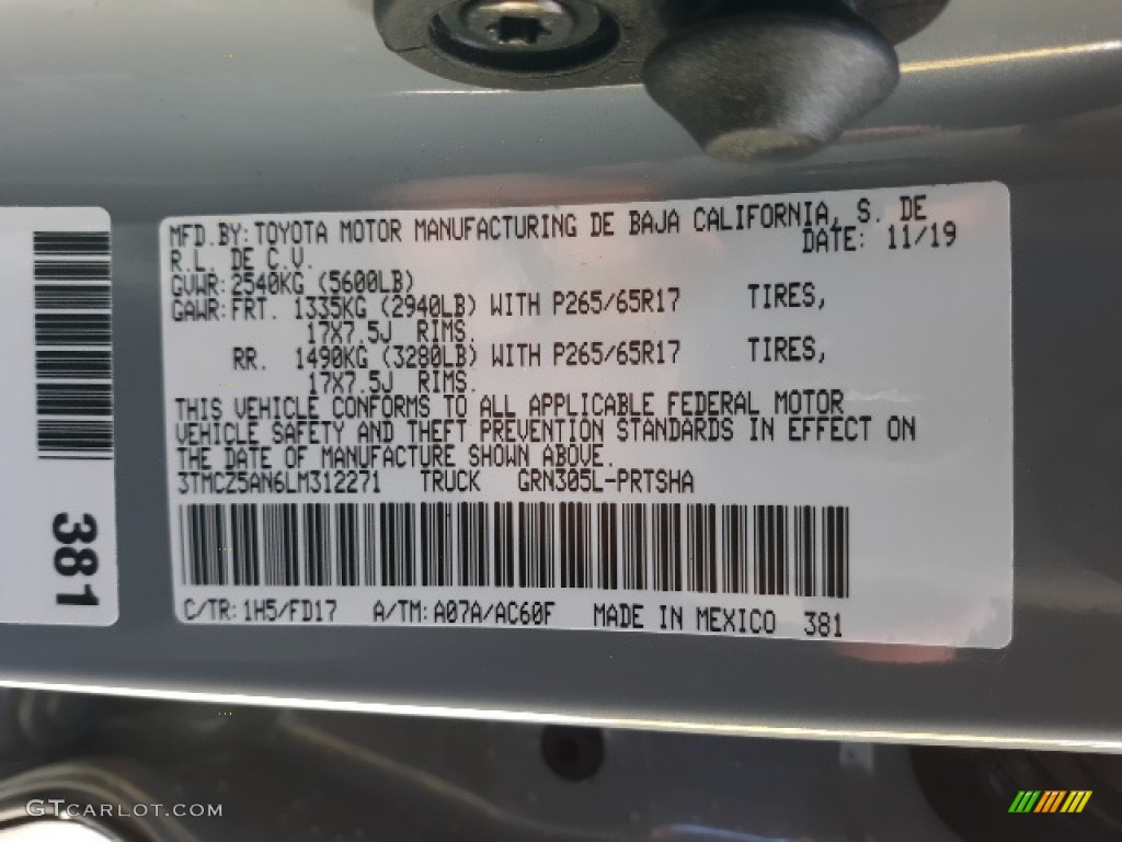 2020 Tacoma TRD Off Road Double Cab 4x4 - Cement / TRD Cement/Black photo #47