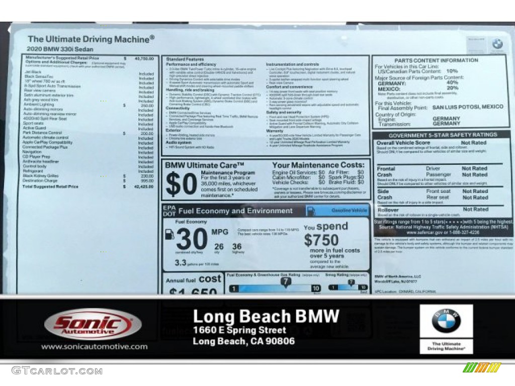 2020 3 Series 330i Sedan - Jet Black / Black photo #10