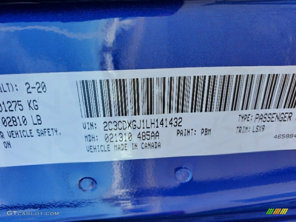 2020 Charger Color Code PBM for IndiGo Blue Photo #137342638