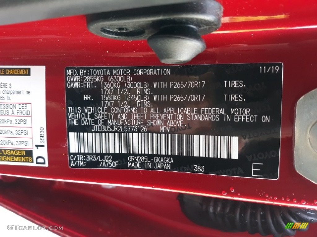 2020 Toyota 4Runner Venture Edition 4x4 Color Code Photos