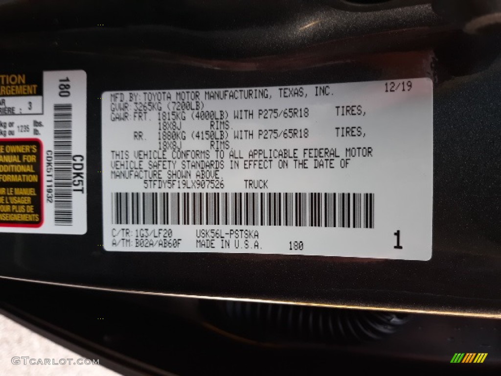 2020 Tundra Color Code 1G3 for Magnetic Gray Metallic Photo #137354236