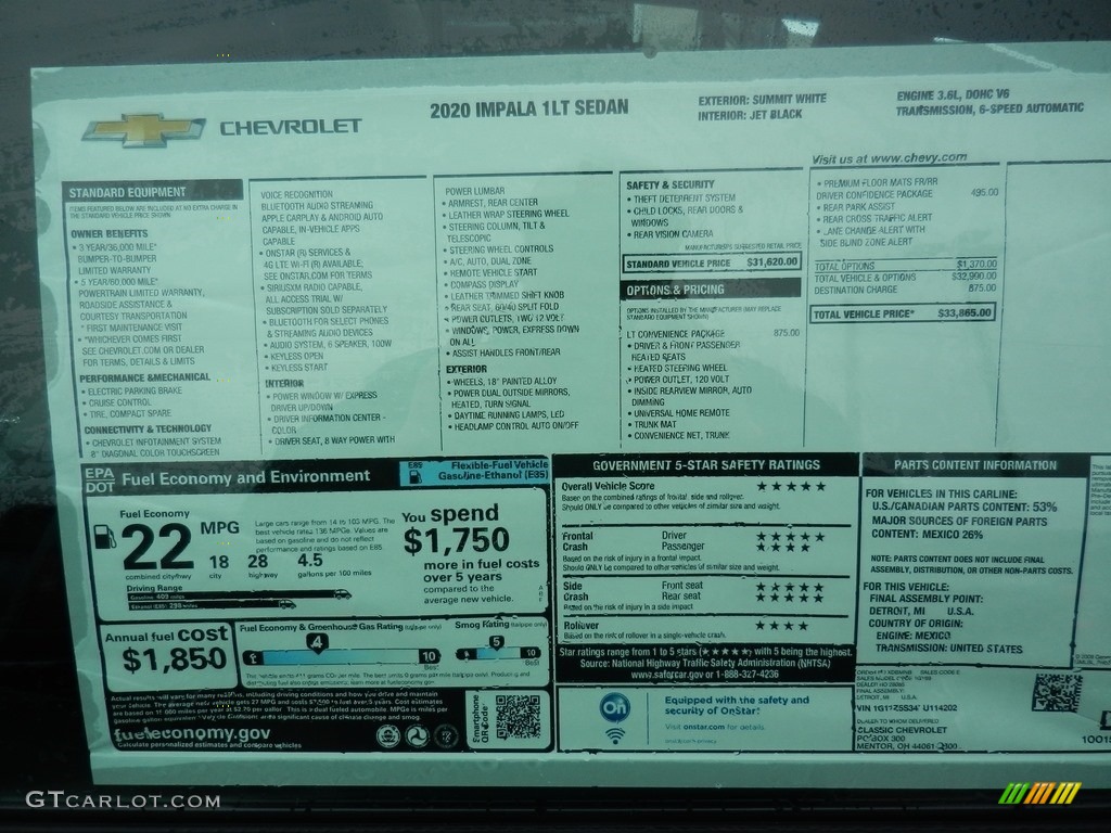2020 Impala LT - Summit White / Jet Black photo #7