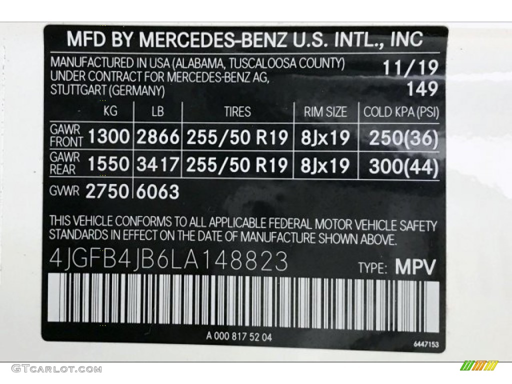 2020 GLE Color Code 149 for Polar White Photo #137356402