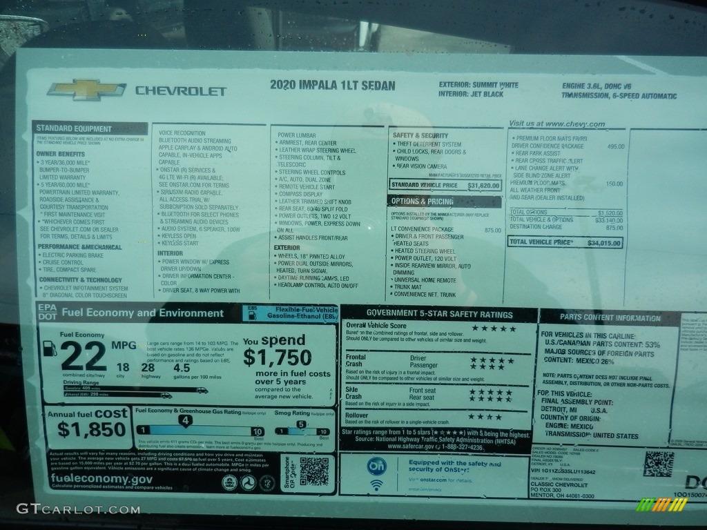 2020 Impala LT - Summit White / Jet Black photo #7