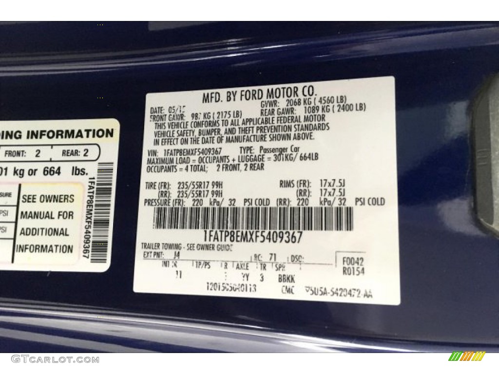 2015 Mustang V6 Convertible - Deep Impact Blue Metallic / Ebony photo #16
