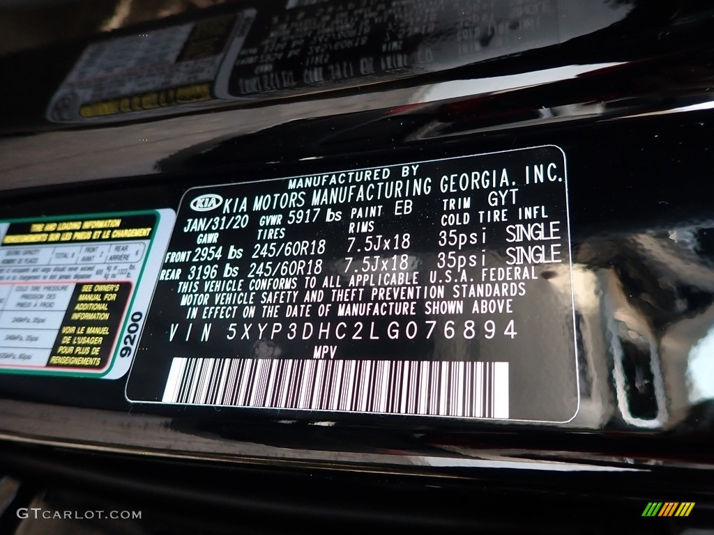 2020 Telluride EX AWD - Ebony Black / Gray photo #11