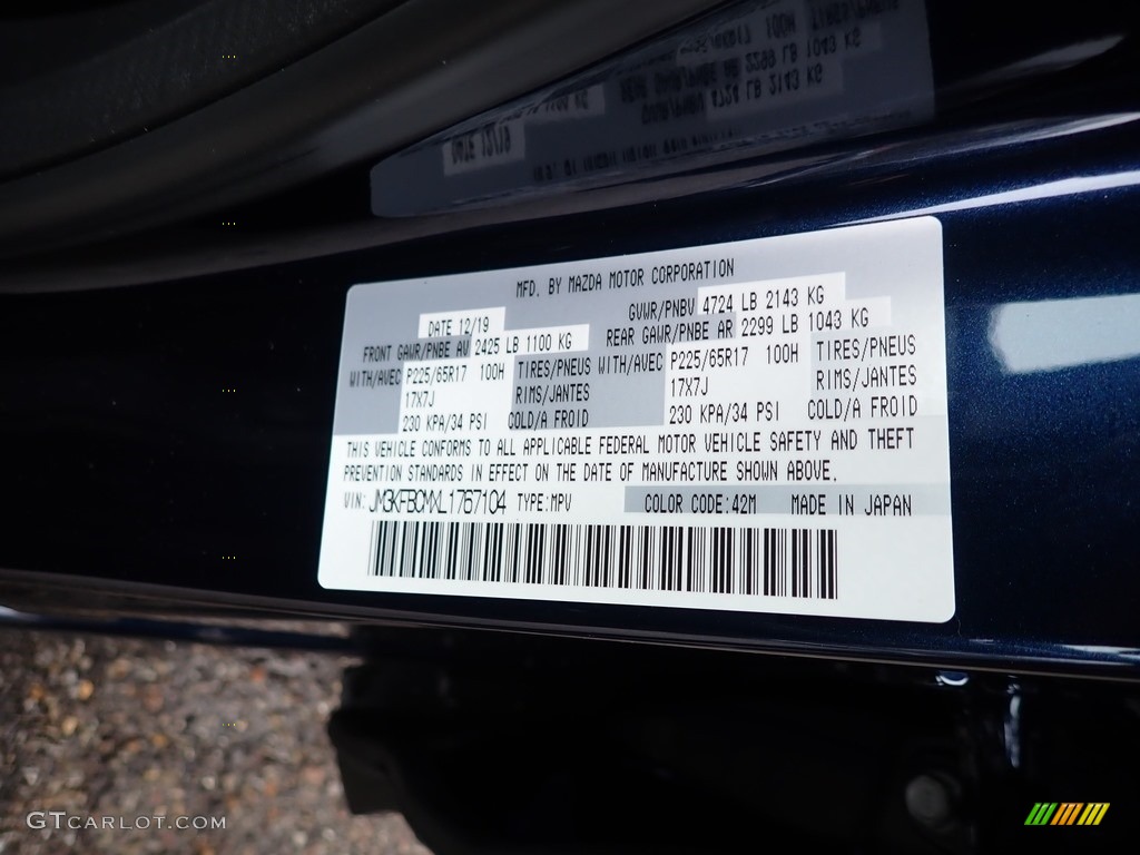 2020 CX-5 Color Code 42M for Deep Crystal Blue Mica Photo #137367670