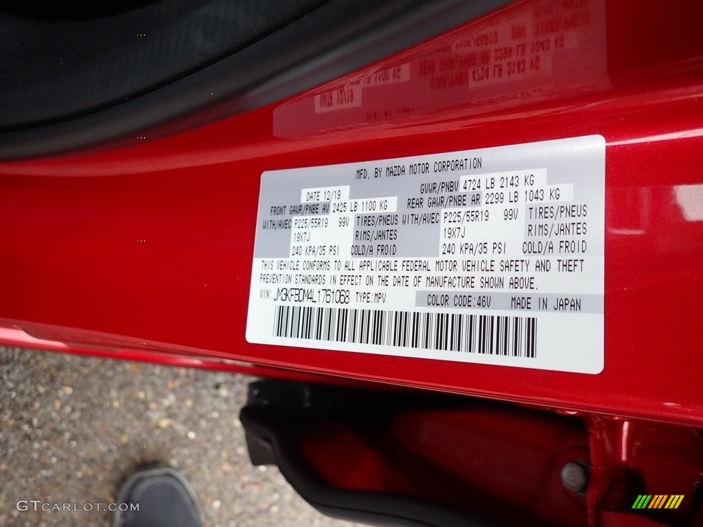 2020 CX-5 Color Code 46V for Soul Red Crystal Metallic Photo #137368390