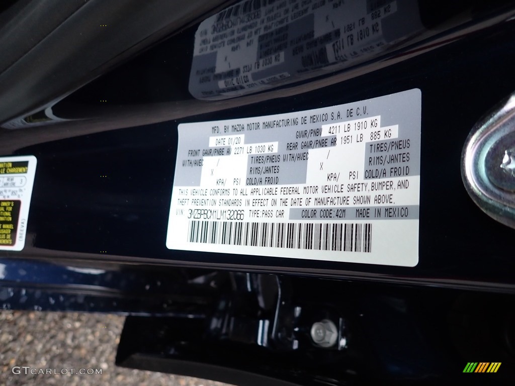 2020 MAZDA3 Color Code 42M for Deep Crystal Blue Mica Photo #137368750