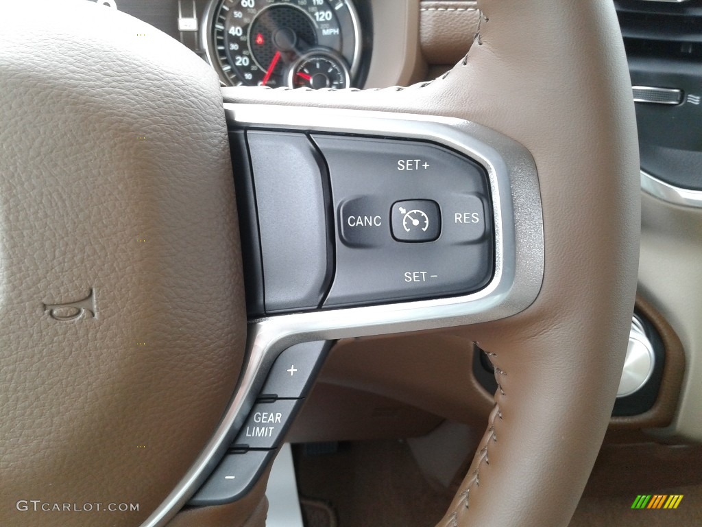 2020 Ram 1500 Laramie Crew Cab 4x4 Light Frost Beige/Mountain Brown Steering Wheel Photo #137369464
